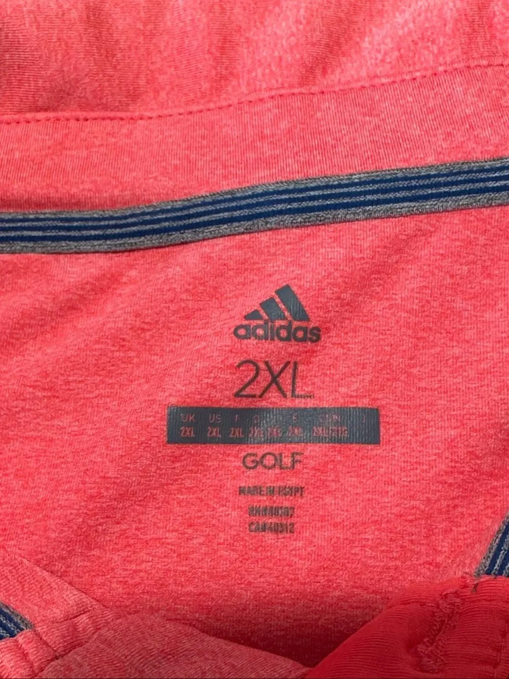 Adidas Men's 2XLarge Performance Golf Polo Shirt Melon/Pink Heather w/ Logo A868